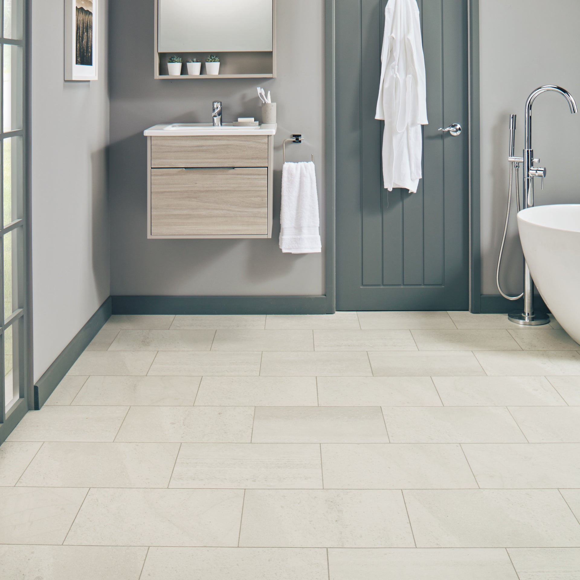 Knight Tile Gluedown - Honed Oyster Slate ST17